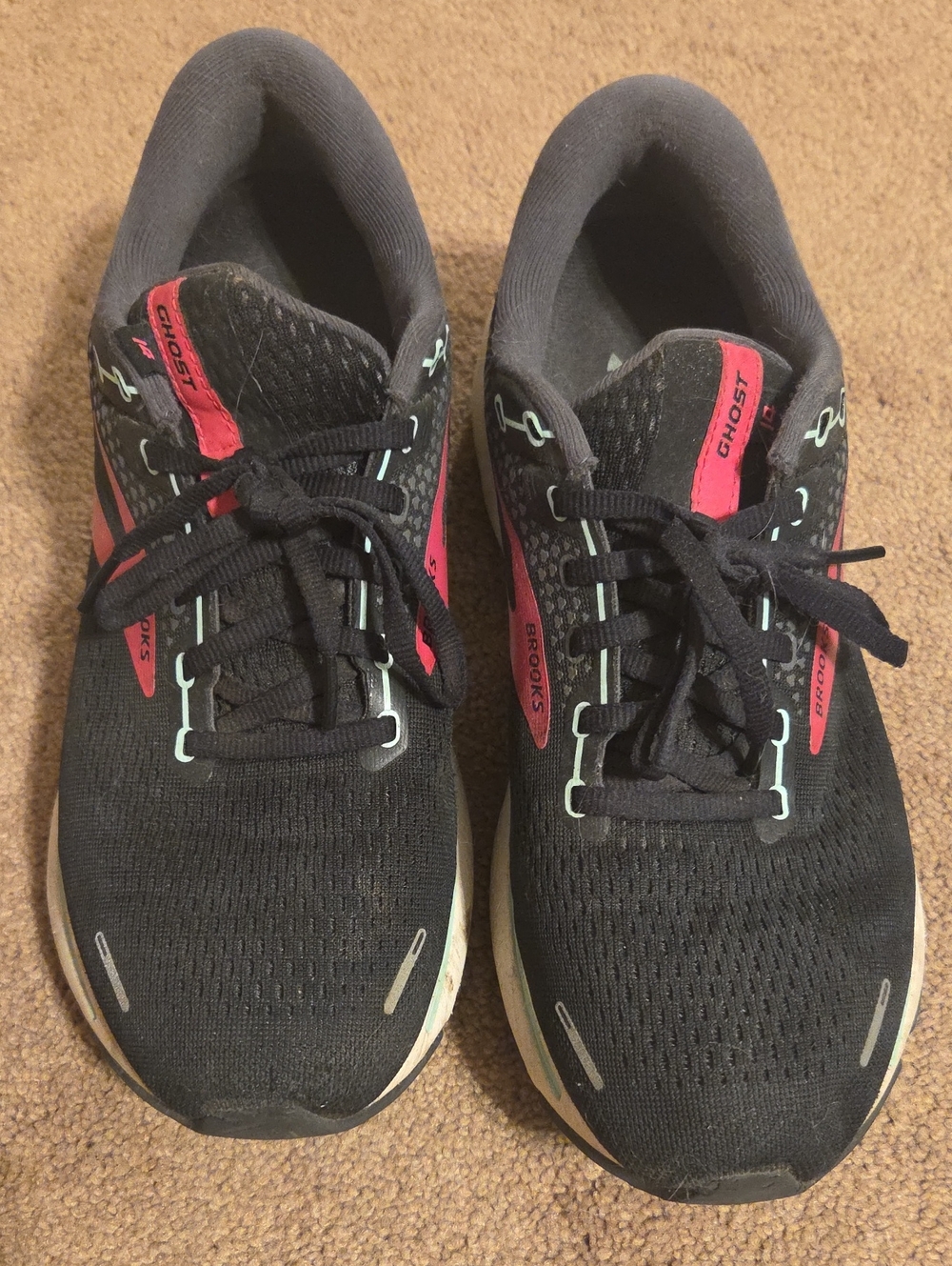 Brooks Ghost Women's Running Shoes - Black with Pink Accents